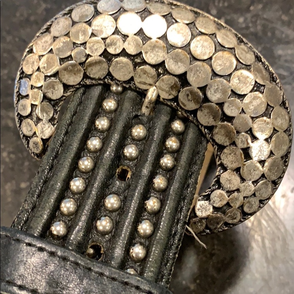 Leather silver studded belt